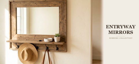 Entryway Mirrors with Hooks & Shelves