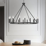 16-Light 39.3"W Candle-Style Wagon Wheel Metal Chandelier For Ha0llway Bedroom Living Room Dining Room