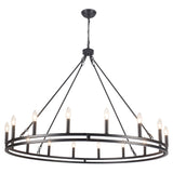 16-Light 47" Dimmable Double Ring Wagon Whee Chandelier - Industrial Vintage Chandelier for Kitchen Island, Dining Room, Living Room