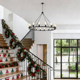 16-Light 31 inch Dimmable Modern Farmhouse Wagon Wheel Chandelier for Living Room Kitchen Island Dining Foyer