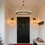 16-Light 31 inch Dimmable Modern Farmhouse Wagon Wheel Chandelier for Living Room Kitchen Island Dining Foyer