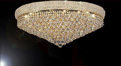 Flush French Empire Crystal Chandelier H17" X W36" - Perfect For An Entryway Or Foyer - A500-Flush/Cg/541/32
