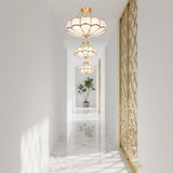 18.5" Gold Modern Flower Chandelier With Acrylic Shades, 4-light E26, Dimmable Pendant Light For Bedroom, Study, Or Small Living Room