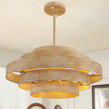 18.9 In.4-Light Wood Grain Drum Chandelier