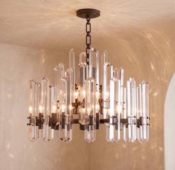 Inspired Bonnington Style 24 Inch Round Crystal Chandelier Bronze - Main Product View