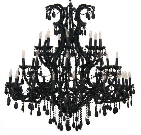 Jet Black Crystal Chandelier Lighting W52 H60 - Maria Theresa Collection