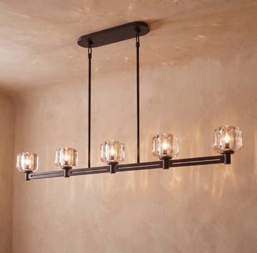 Inspired Demaret Style 54 Inch Linear Crystal Chandelier Bronze - Main Product View