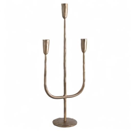 Hand-Forged Metal Candelabra, Antique Brass Finish