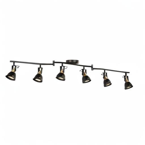6 Light Foldable Track Lighting Kit,Matt Black Brass Finish Adjustable with Moden Ceiling Flush Mount Spotlight
