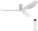52" Low-Profile Modern Ceiling Fan with Remote – White Curved Blades, 3-Blade, DC Motor, No Light