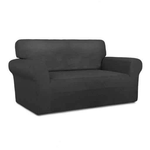 Stretch Loveseat Covers Fleece Couch Covers for Sofa Dark Gray