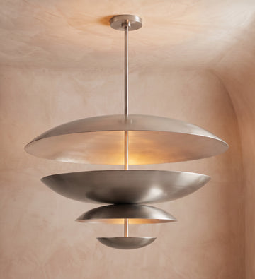 Inspired Cosmic Style Four-Tier 36" Round Chandelier Satin Nickel - Main Product View