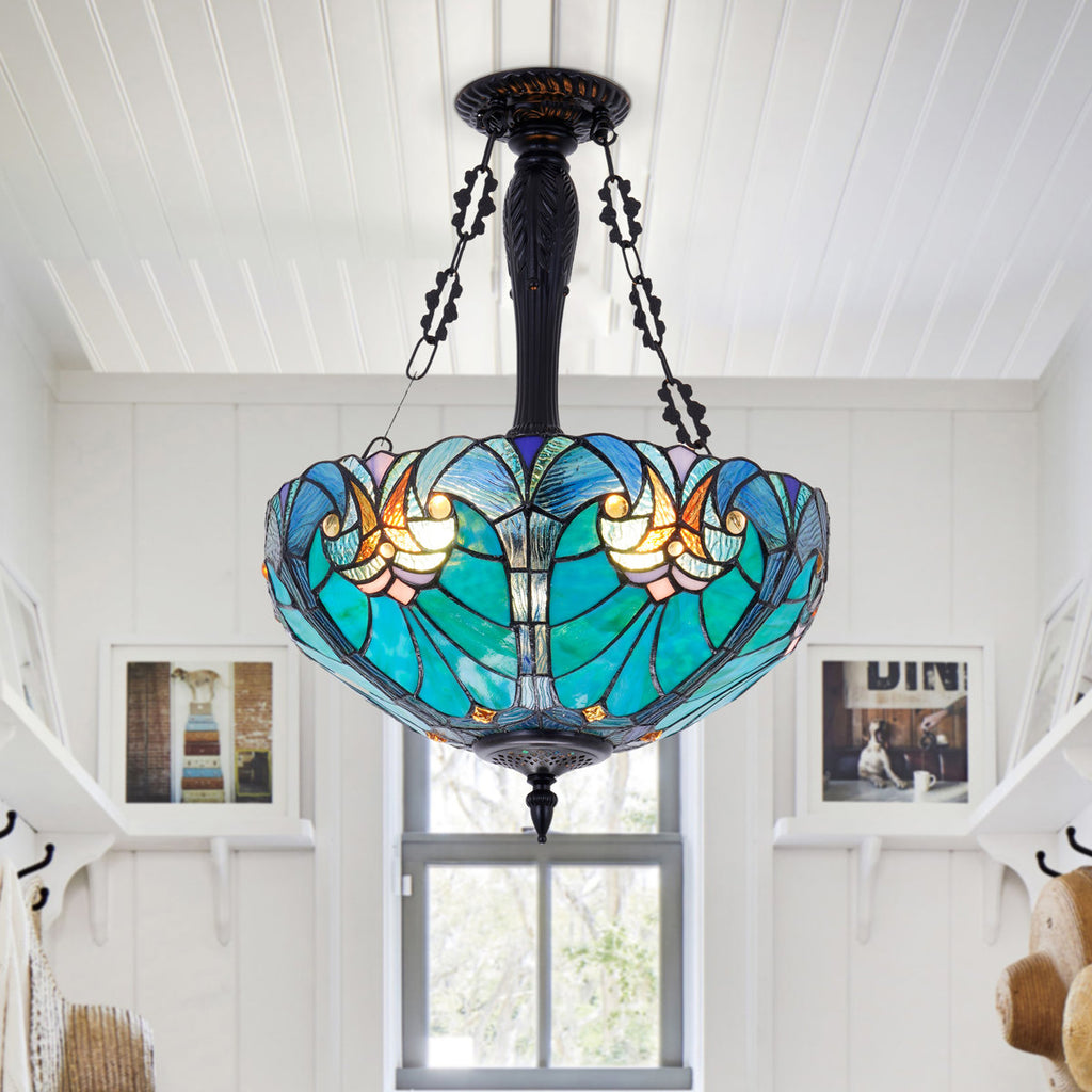 3-Light Dimmable Tiffany Antique Unique/statement Pendant