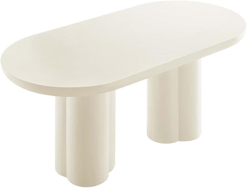 EEI-6764-WHI Caspian 72" Oval Concrete Dining Table, White
