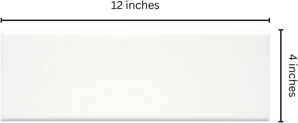 4x12 Glossy White Ceramic Subway Wall Tile - Box Covers 10 Sqft, Ideal for Kitchen Backsplash, Bathroom Shower Walls - Set of 30