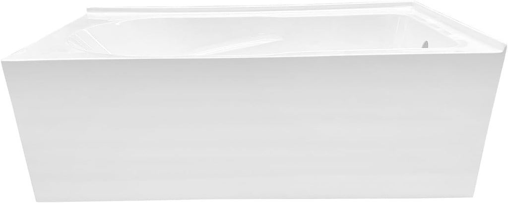 VTAM6032R21TS 60-Inch Acrylic 2-Wall Corner Alcove Tub with Right Hand Drain, White