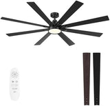 62" Ceiling Fan with LED Light and Remote - Black and Brown