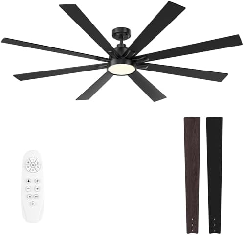 72" Ceiling Fan with LED Light and Remote - Black and Brown