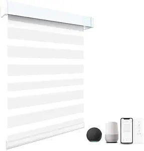 Motorized Blinds with Remote, 95% Blackout Smart Electric Zebra Shades, Built-in Rechargeable Tubular Motor Automatic