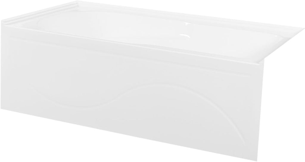 Aqua Eden VTAP603022R 60-Inch Acrylic Anti-Skid Alcove Tub with Right Hand Drain Hole, White