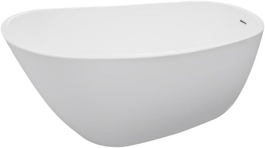 Oval Freestanding Acrylic Insulated Bathtub, 68x31 in, White Finish, Multi-Layer Acrylic Construction, Heat Retention