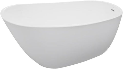 Oval Freestanding Acrylic Insulated Bathtub, 68x31 in, White Finish, Multi-Layer Acrylic Construction, Heat Retention
