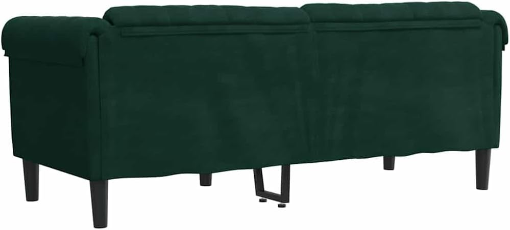 Dark Green Velvet 2-Seater Sofa with Thick Padding, Sturdy Legs, and Modern Design