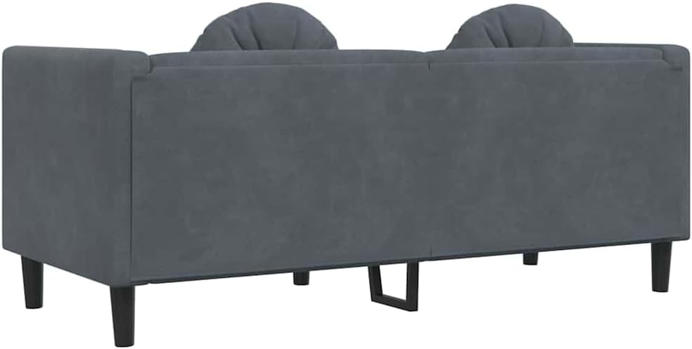 Dark Gray Velvet 2-Seater Sofa with Cushions, Small Loveseat with Thick Padded Seat and Armrests, Modern Couch with