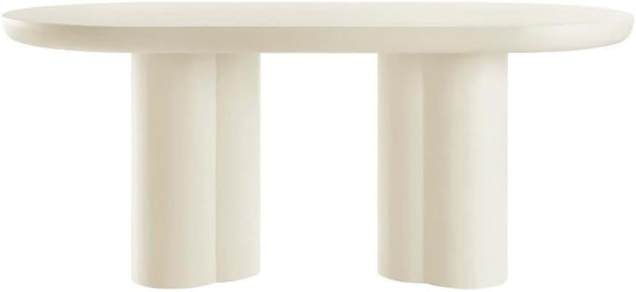 EEI-6764-WHI Caspian 72" Oval Concrete Dining Table, White