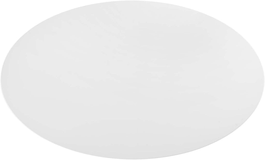 Inspired Saarinen Style Tulip Oval Pedestal Dining Table — Gold Base / White Top, 78″ Oval
