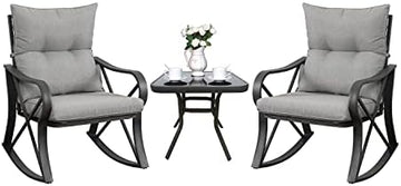 3-Piece Outdoor Patio Furniture Set - Bistro | Gray for Backyard, Garden & Porch