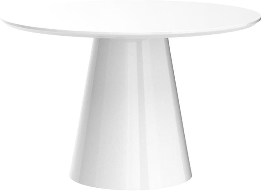 Palma White High Gloss Round Dining Table - Modern Pedestal Base - Contemporary 4 - 6 Seater Kitchen or Dining Room