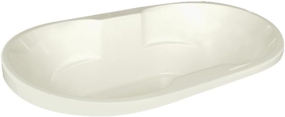 70x40 Contemporary Oval Acrylic Drop-In Bathtub, Biscuit Finish, Molded Armrests, High-Gloss Scratch-Resistant