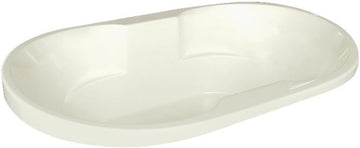 70x40 Contemporary Oval Acrylic Drop-In Bathtub, Biscuit Finish, Molded Armrests, High-Gloss Scratch-Resistant