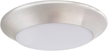 Prescott Integrated LED Ceiling Disk Light Indoor/Outdoor, Flush Mount, Dimmable, Satin Nickel