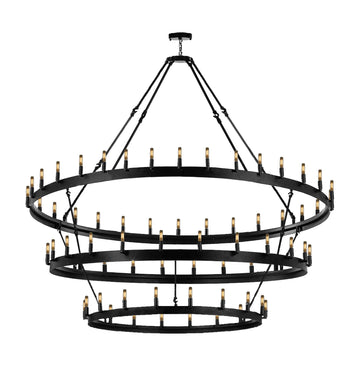 Inspired Camino Style Chandelier - Castile Three Tier Wrought Iron Chandelier - Industrial Loft Rustic Lighting W 70" H 66"