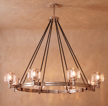 Inspired Demaret Style 48 Inch Round Crystal Chandelier Polished Nickel - Main Product View