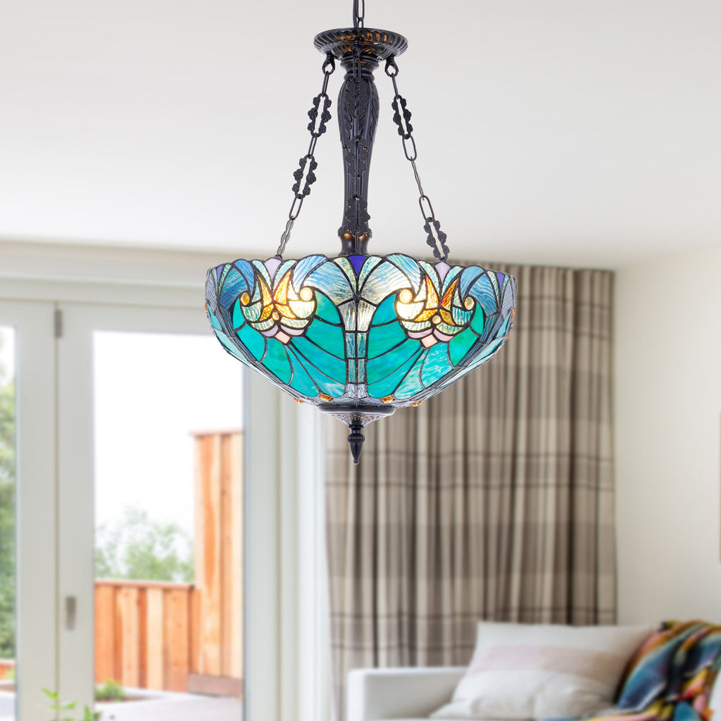 3-Light Dimmable Tiffany Antique Unique/statement Pendant