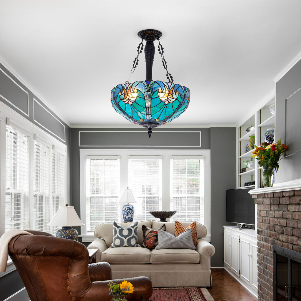 3-Light Dimmable Tiffany Antique Unique/statement Pendant