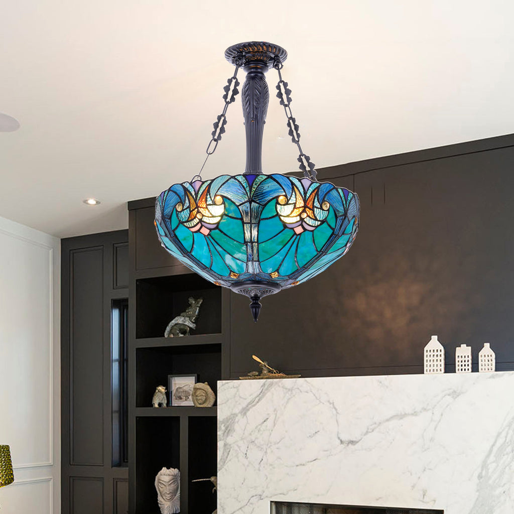 3-Light Dimmable Tiffany Antique Unique/statement Pendant