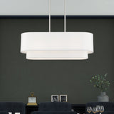 3 Light Bronze Medium Linear Chandelier With Hand Crafted Off-White Hardback Shades