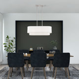 3 Light Bronze Medium Linear Chandelier With Hand Crafted Off-White Hardback Shades