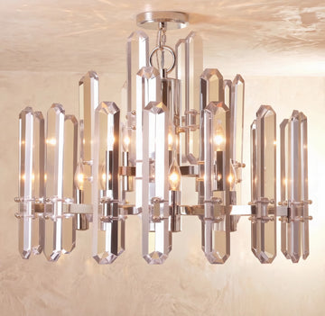 Inspired Bonnington Style 24 Inch Round Crystal Chandelier Polished Nickel - Main Product View