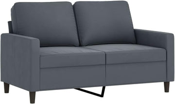 2-Seater Velvet Upholstered Sofa Couch with Metal Frame, 47.2 Inch Small Sofa Apartment, Dark Gray