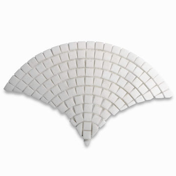 Thassos White Marble Fish Scale Scallop Fan Pattern Mini Mosaic Tile Polished Kitchen Bath Wall Floor Backsplash