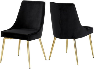 Modern, Contemporary Velvet Upholstered Dining Chair with Sturdy Metal Legs, Set of 2, 19.5" W x