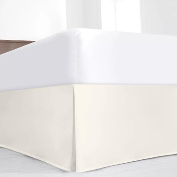 Luxury Pleated Queen Bed-Skirts with Split Corners - 12" Drop, Easy Fit, 800TC Egyptian Cotton, Box Pleated Dust