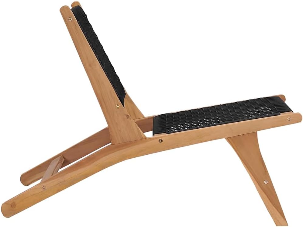 Teak Wood Sun Lounger with Detachable Footrest and Rope Design, Solid Teak Patio Chaise Lounge Chaise Lounge