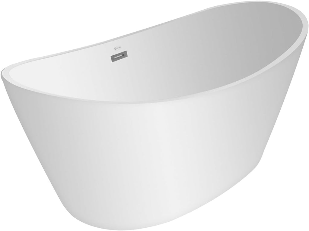 Freestanding Bathtub Luxury Acrylic Soaking SPA Modern Stand Alone Bathtubs in White 59 Inch