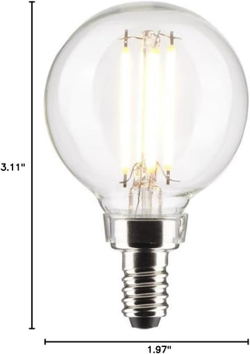 S21813 5.5 Watt G16.5 LED Bulb, Clear, Candelabra Base, 2700K, 500 Lumens, 120 Volt, 2-Pack
